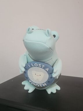 Pillowfort Light Mint Frog Plush with Blue Tooth Badge